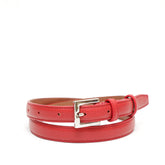 cintura da donna in pelle rossa,con fibbia colo argento lucido, altezza 25 mm, prodotta da Pianigiani